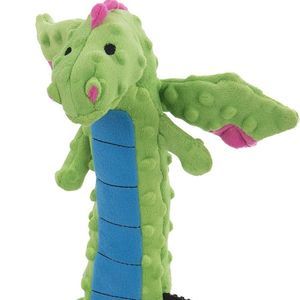 goDog Skinny Dragons Squeaker Plush Pet Toy for Dogs & Puppies, Soft & Durable,